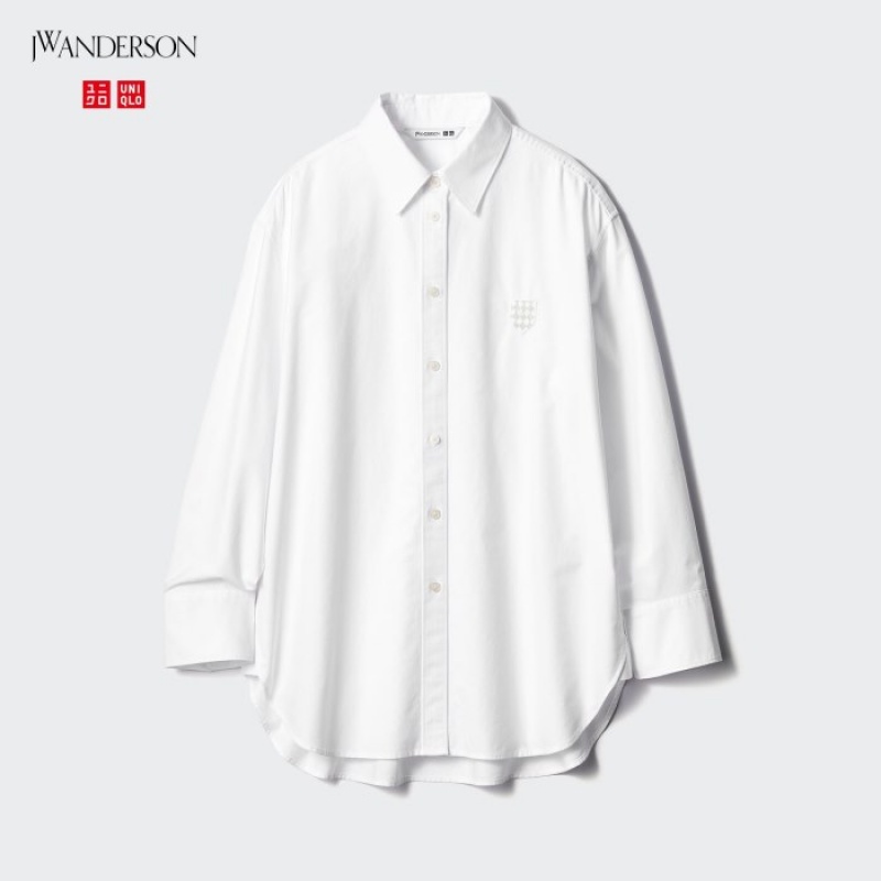 Chemises Uniqlo Oxford Long-Sleeve Long Femme Rose | 7453480