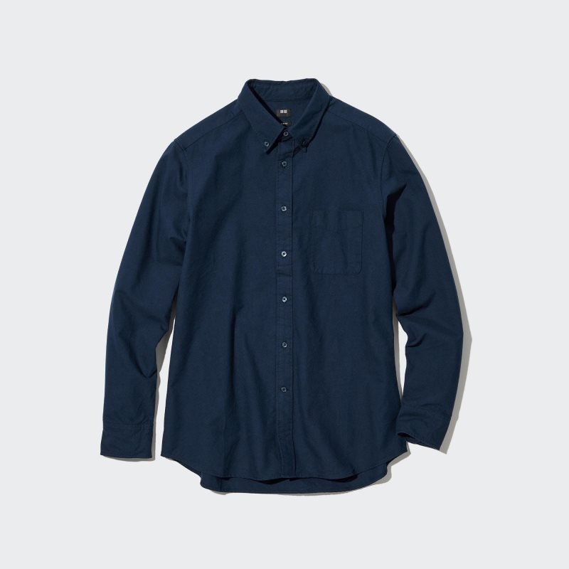 Chemises Uniqlo Oxford Slim-fit Long-sleeve Homme Bleu Marine | 6798274