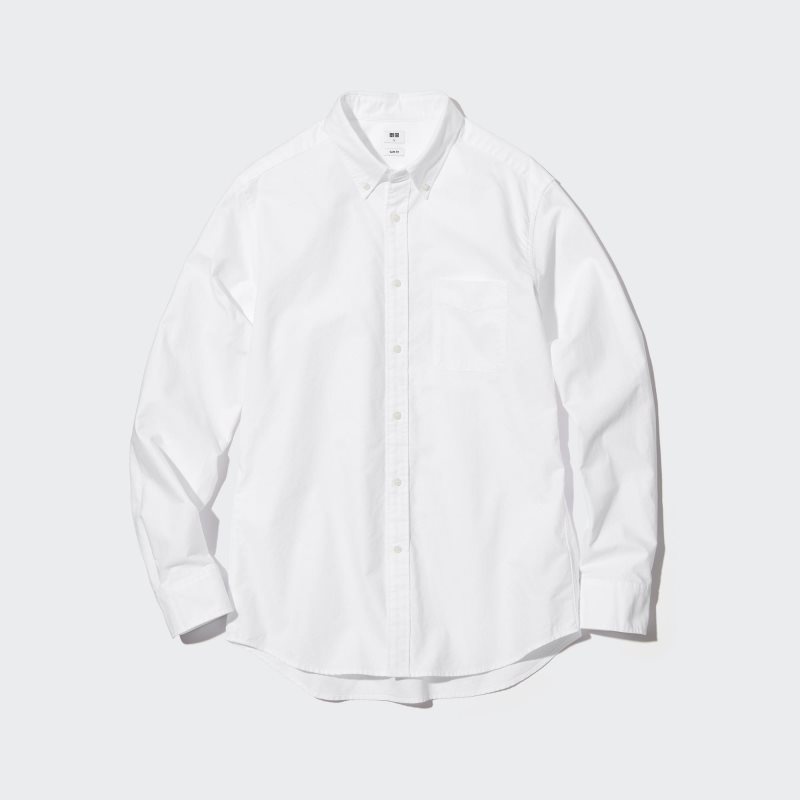 Chemises Uniqlo Oxford Slim-fit Long-sleeve Homme Blanche | 8660988