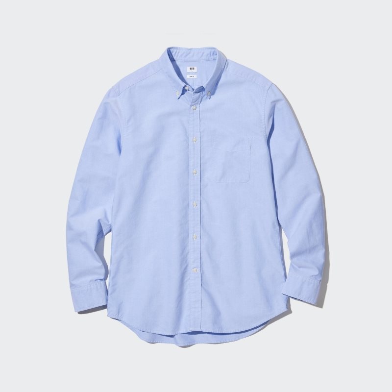 Chemises Uniqlo Oxford Slim-fit Long-sleeve Homme Bleu | 3887645