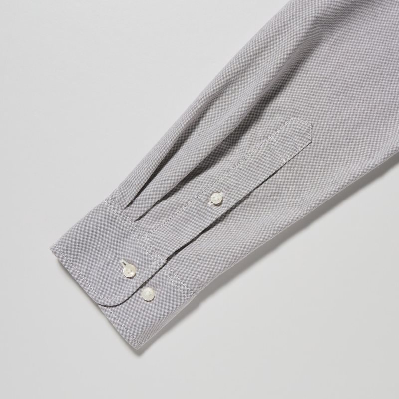 Chemises Uniqlo Oxford Slim-fit Long-sleeve Homme Grise | 1226634