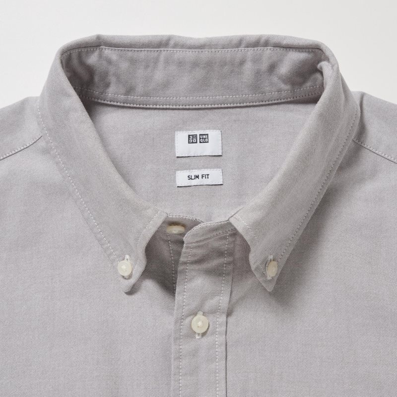 Chemises Uniqlo Oxford Slim-fit Long-sleeve Homme Grise | 4672354