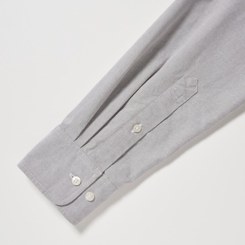 Chemises Uniqlo Oxford Slim-fit Long-sleeve Homme Grise | 4672354