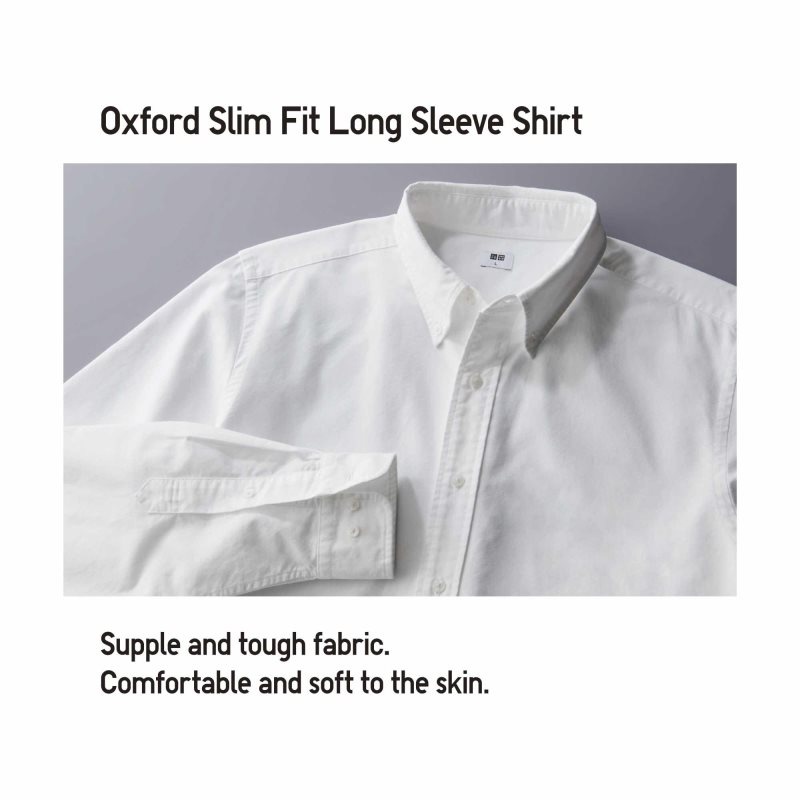 Chemises Uniqlo Oxford Striped Slim Fit Long-sleeve Homme Grise | 2515419
