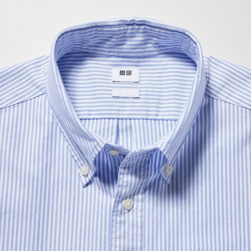 Chemises Uniqlo Oxford Striped Slim-fit Long-sleeve Homme Bleu | 8082188
