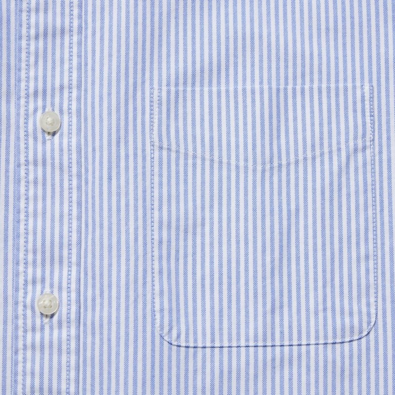 Chemises Uniqlo Oxford Striped Slim-fit Long-sleeve Homme Bleu | 8082188