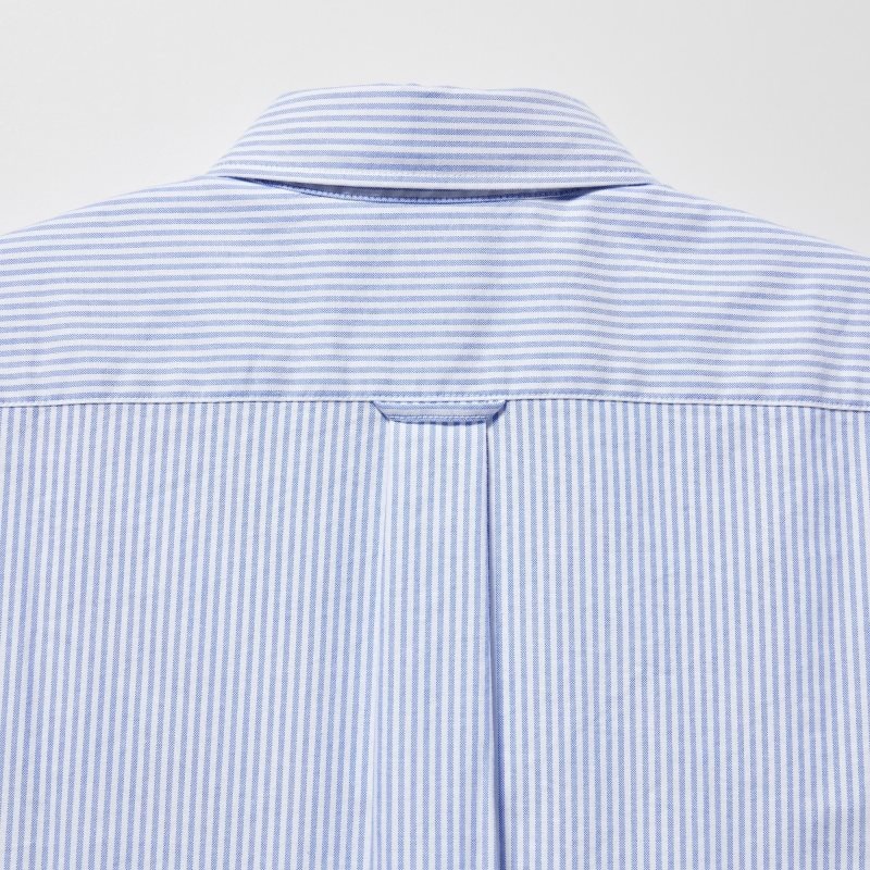 Chemises Uniqlo Oxford Striped Slim-fit Long-sleeve Homme Bleu | 8082188