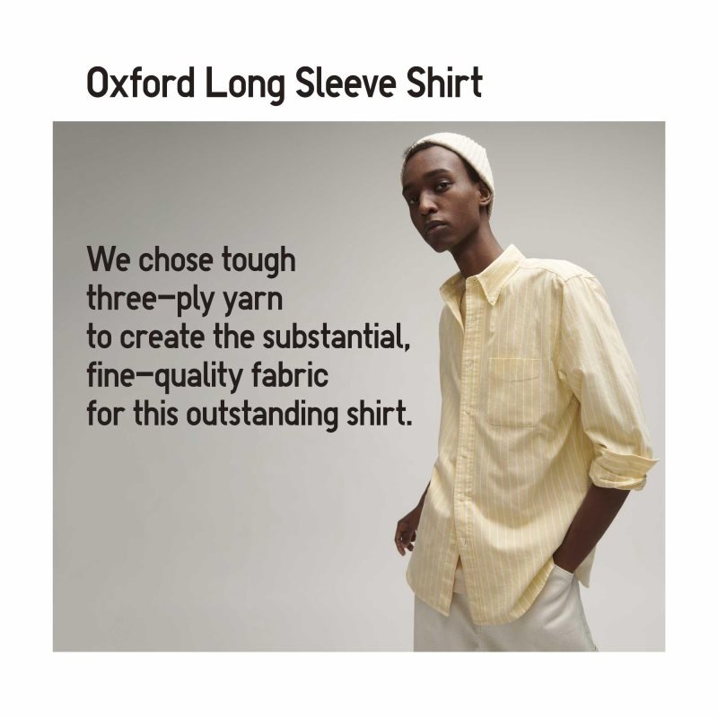 Chemises Uniqlo Oxford Striped Slim-fit Long-sleeve Homme Bleu | 8082188