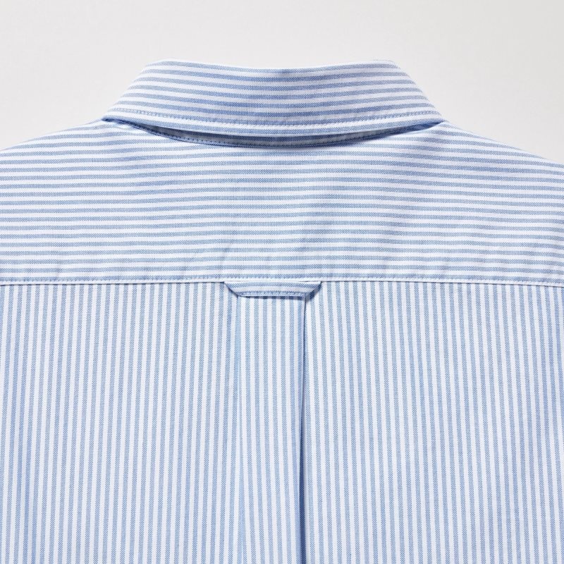 Chemises Uniqlo Oxford Striped Slim-fit Long-sleeve Homme Bleu | 6976012