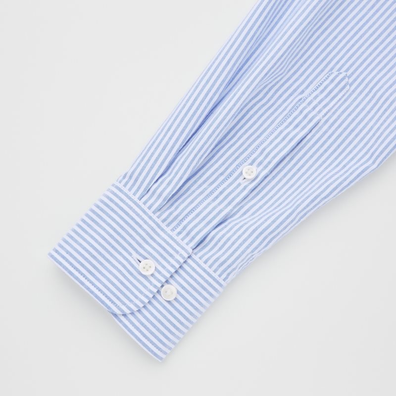 Chemises Uniqlo Oxford Striped Slim-fit Long-sleeve Homme Bleu | 9905881
