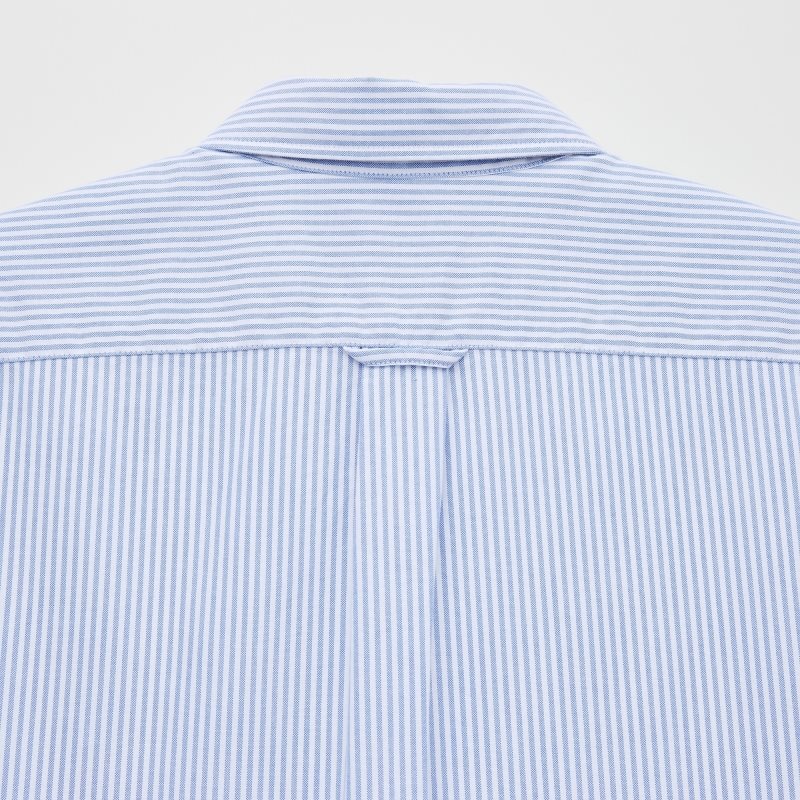 Chemises Uniqlo Oxford Striped Slim-fit Long-sleeve Homme Bleu | 9905881