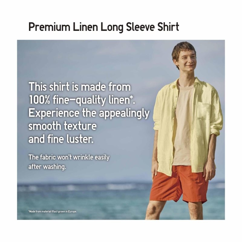 Chemises Uniqlo Premium Linen Long-sleeve Homme Noir | 7309507