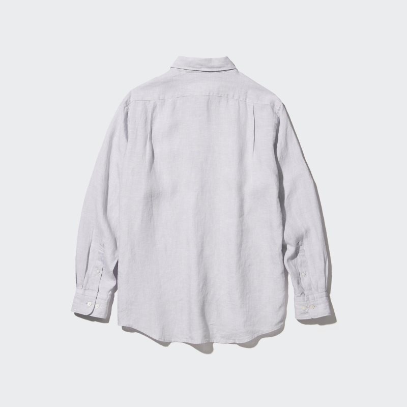 Chemises Uniqlo Premium Linen Long-sleeve Homme Beige | 9170954