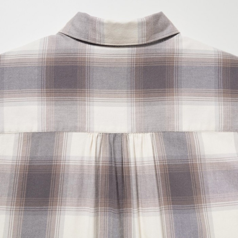 Chemises Uniqlo Soft Brushed Checked Long-Sleeve Femme Marron | 7630245