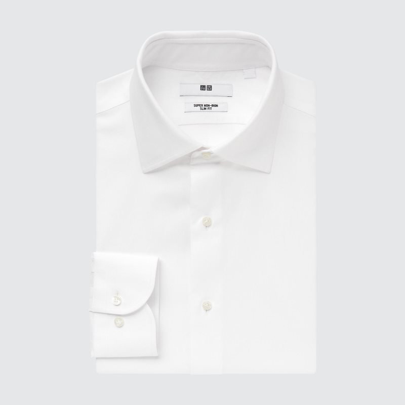 Chemises Uniqlo Super Non-iron Slim-fit Long-sleeve Semi-wide Collar Homme Blanche | 4411638