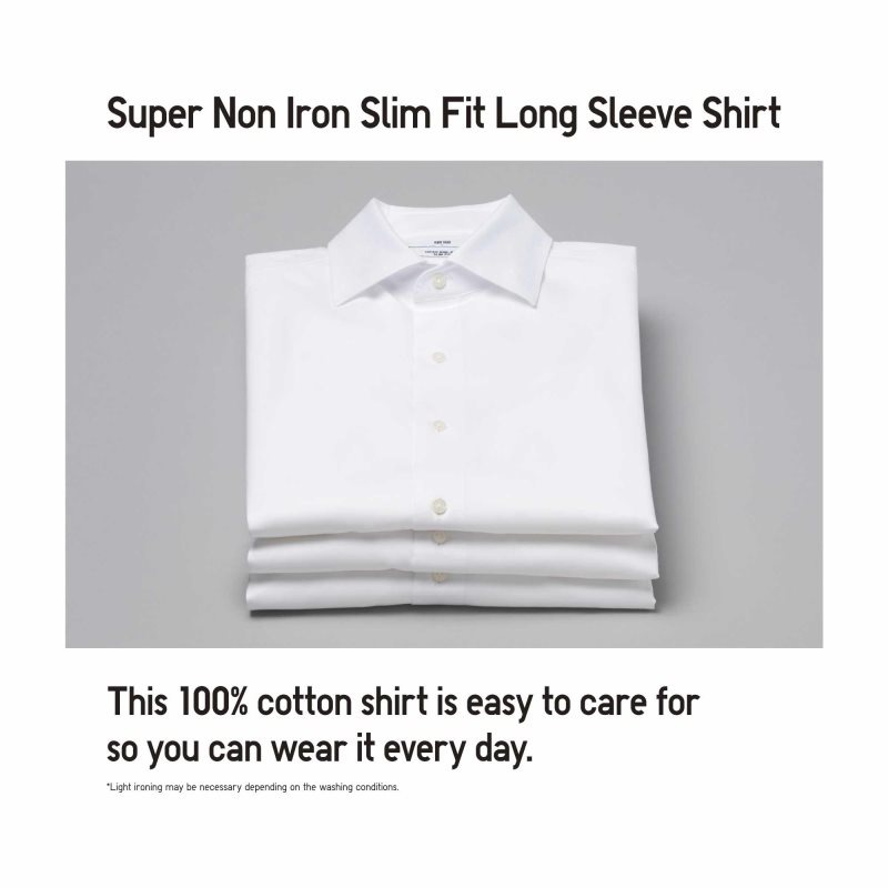 Chemises Uniqlo Super Non-iron Slim-fit Long-sleeve Semi-wide Collar Homme Noir | 1127493
