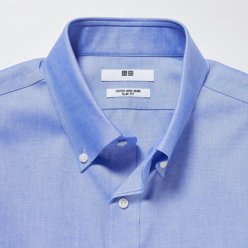Chemises Uniqlo Super Non-iron Slim-fit Long-sleeve Button Down Collar Homme Bleu | 7611325