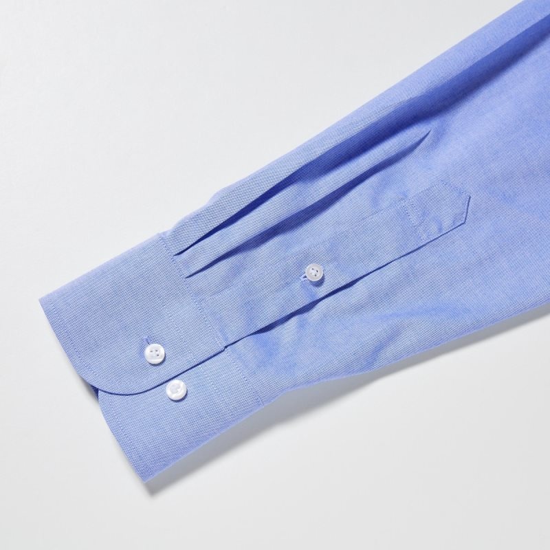 Chemises Uniqlo Super Non-iron Slim-fit Long-sleeve Button Down Collar Homme Bleu | 7611325