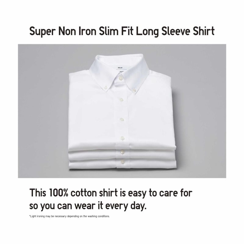 Chemises Uniqlo Super Non-iron Slim-fit Long-sleeve Button Down Collar Homme Bleu | 7611325
