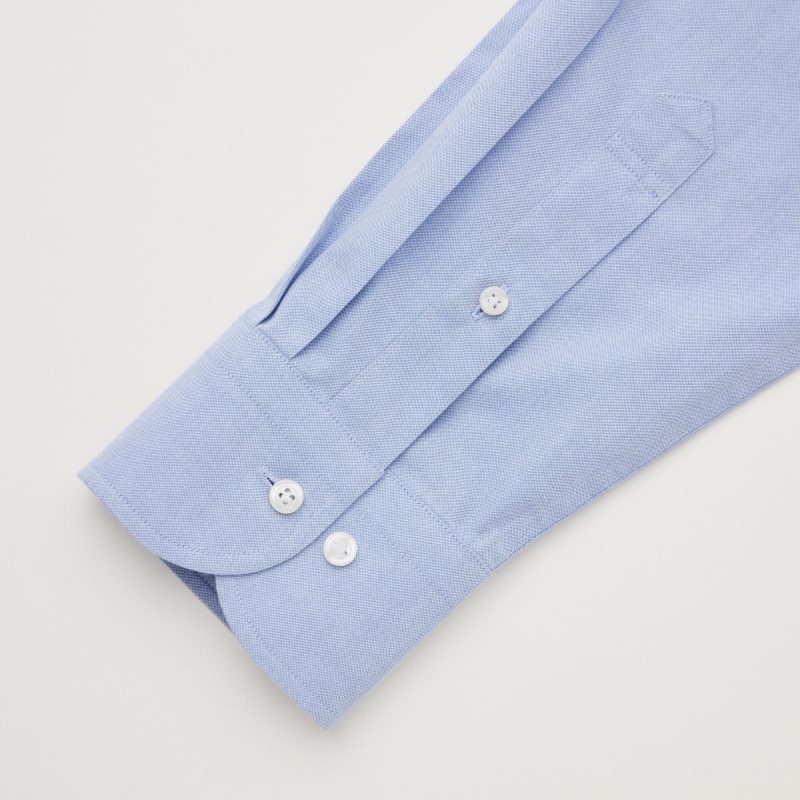 Chemises Uniqlo Super Non-iron Slim-fit Long-sleeve Semi-wide Collar Homme Bleu | 6878527