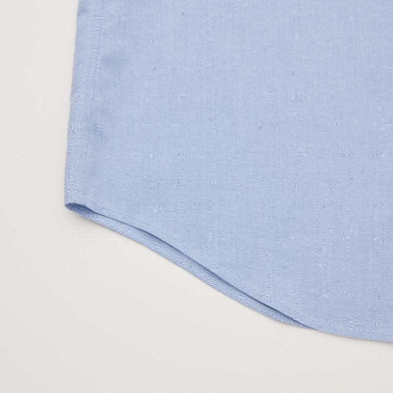 Chemises Uniqlo Super Non-iron Slim-fit Long-sleeve Semi-wide Collar Homme Bleu | 6878527