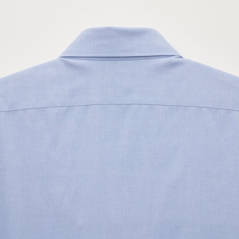 Chemises Uniqlo Super Non-iron Slim-fit Long-sleeve Semi-wide Collar Homme Bleu | 6878527