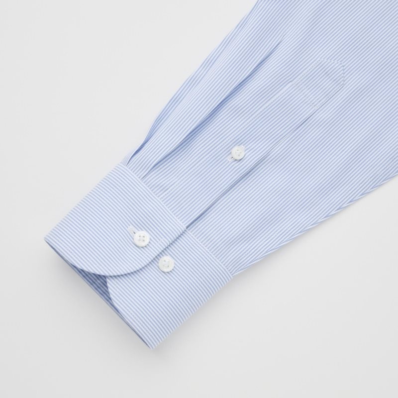 Chemises Uniqlo Super Non-iron Striped Slim-fit Long-sleeve Homme Bleu | 1189847