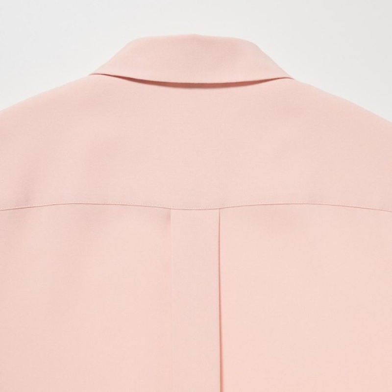 Chemisier Uniqlo Rayon Long-Sleeve Femme Blanche | 5342367
