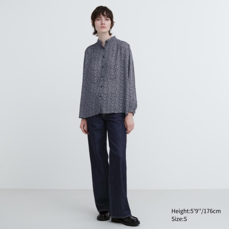Chemisier Uniqlo Volume Long-Sleeve Femme Noir | 1506338