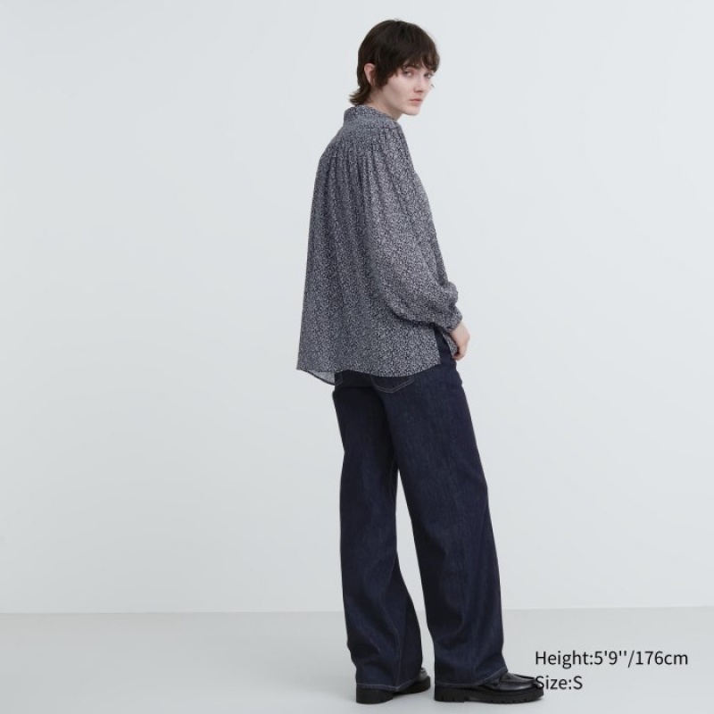 Chemisier Uniqlo Volume Long-Sleeve Femme Noir | 1506338