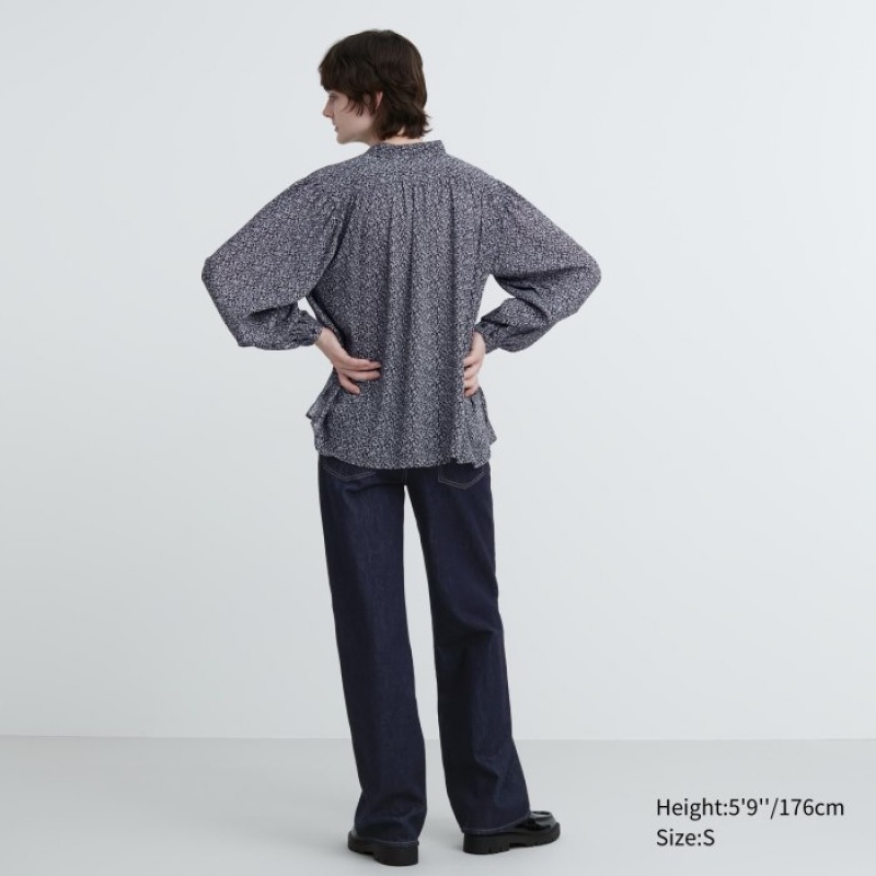 Chemisier Uniqlo Volume Long-Sleeve Femme Noir | 1506338
