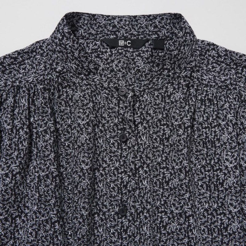 Chemisier Uniqlo Volume Long-Sleeve Femme Noir | 1506338