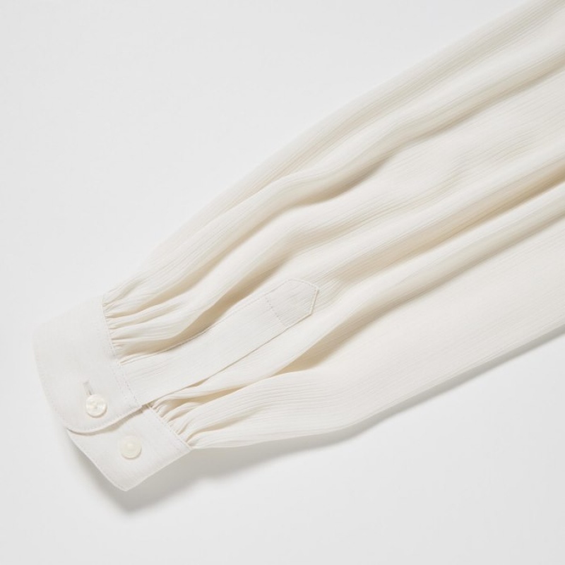 Chemisier Uniqlo Volume Long-Sleeve Femme Blanche | 2266428