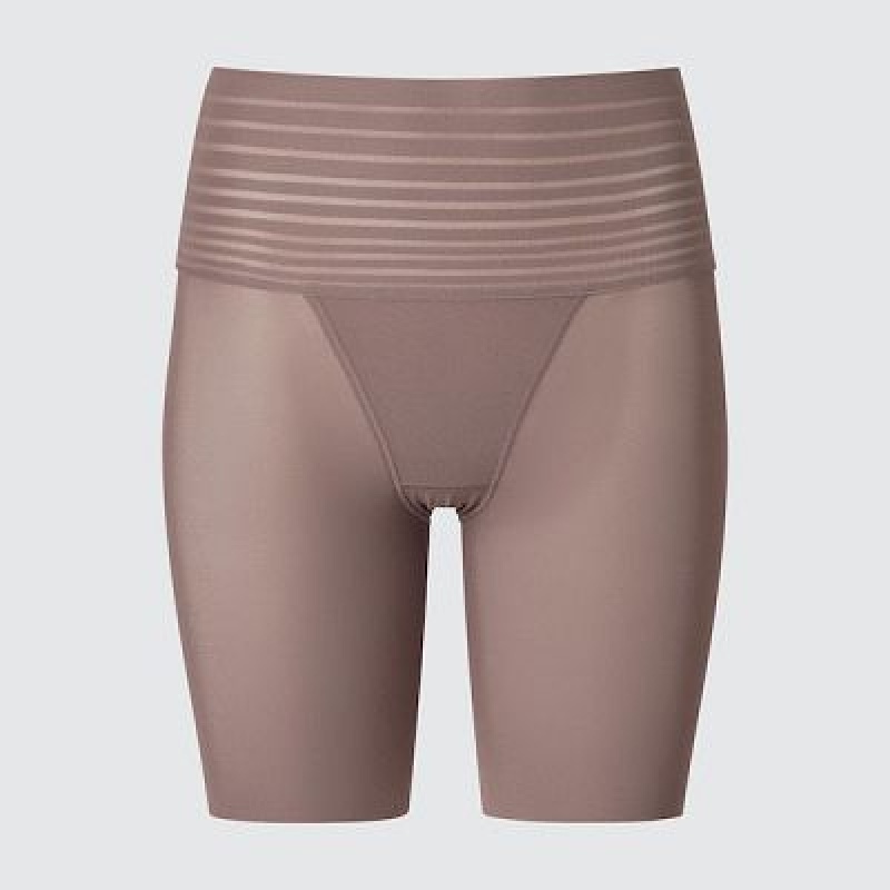 Collant Uniqlo AIRism Smooth Body Shaper Unlined Half Femme Marron | 5429592
