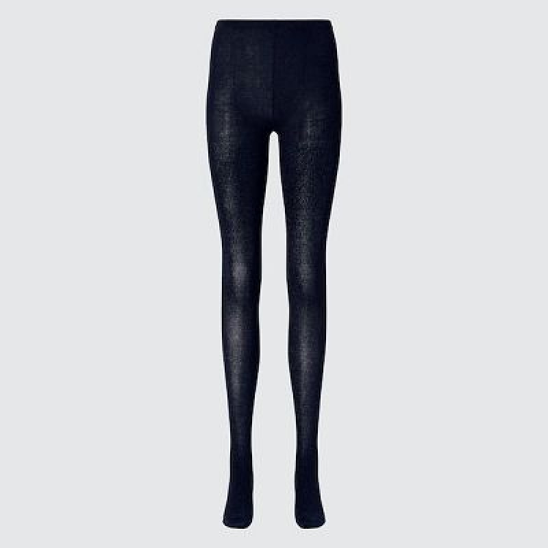 Collant Uniqlo HEATTECH Glitter Knitted Femme Bleu Marine | 1421700