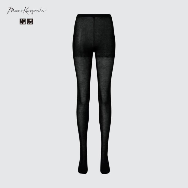 Collant Uniqlo HEATTECH Knitted Sheer Femme Noir | 6250886