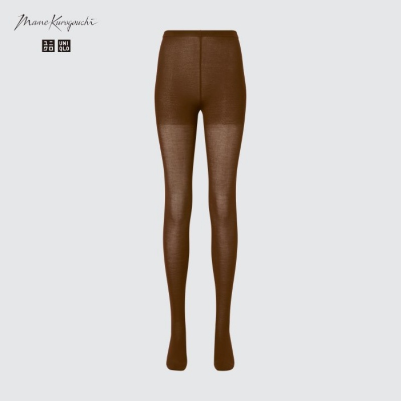 Collant Uniqlo HEATTECH Knitted Sheer Femme Marron | 9302207