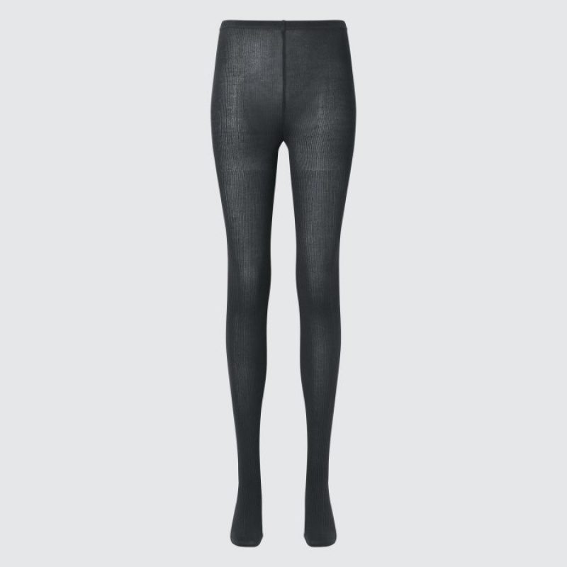 Collant Uniqlo HEATTECH Ribbed Knitted Femme Grise | 5636287