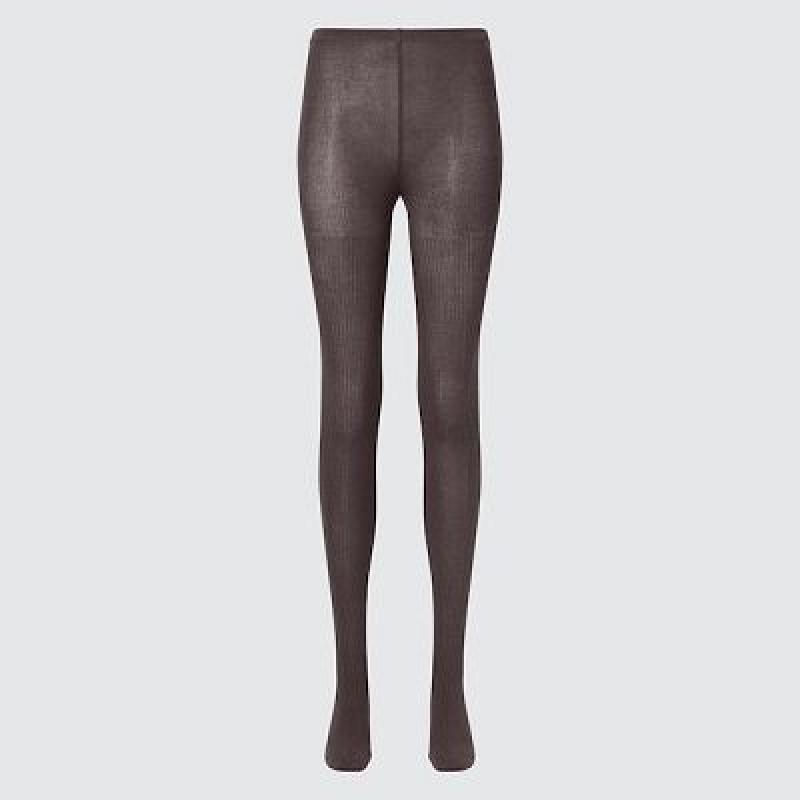 Collant Uniqlo HEATTECH Ribbed Knitted Femme Marron | 2549484