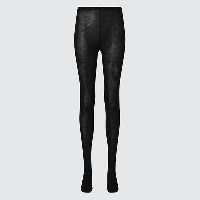 Collant Uniqlo HEATTECH Ribbed Knitted Femme Noir | 7485581