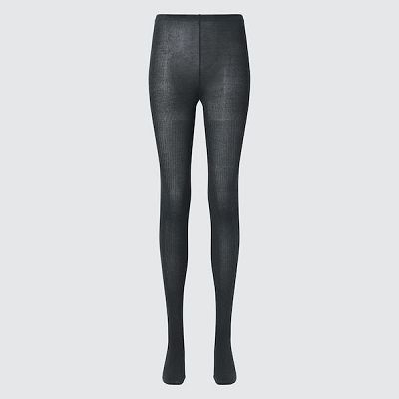 Collant Uniqlo HEATTECH Ribbed Knitted Femme Grise | 6468293