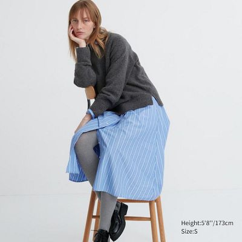 Collant Uniqlo HEATTECH Ribbed Knitted Femme Grise | 2227702