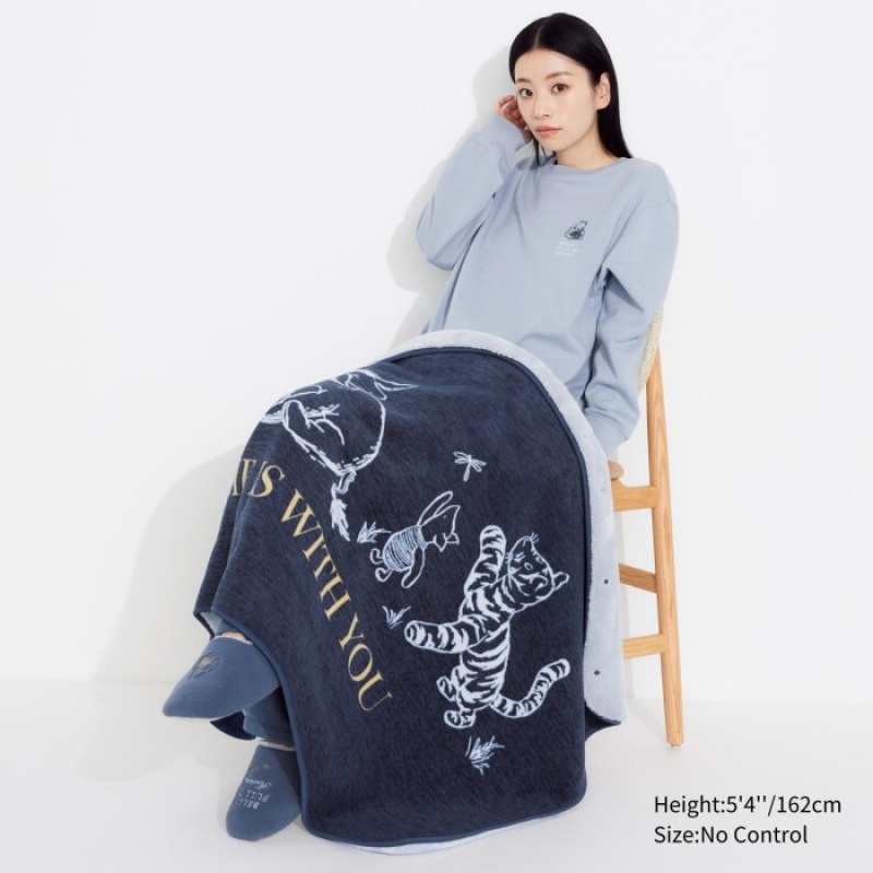 Couverture Uniqlo Fleece Reversible Femme Bleu | 6402188