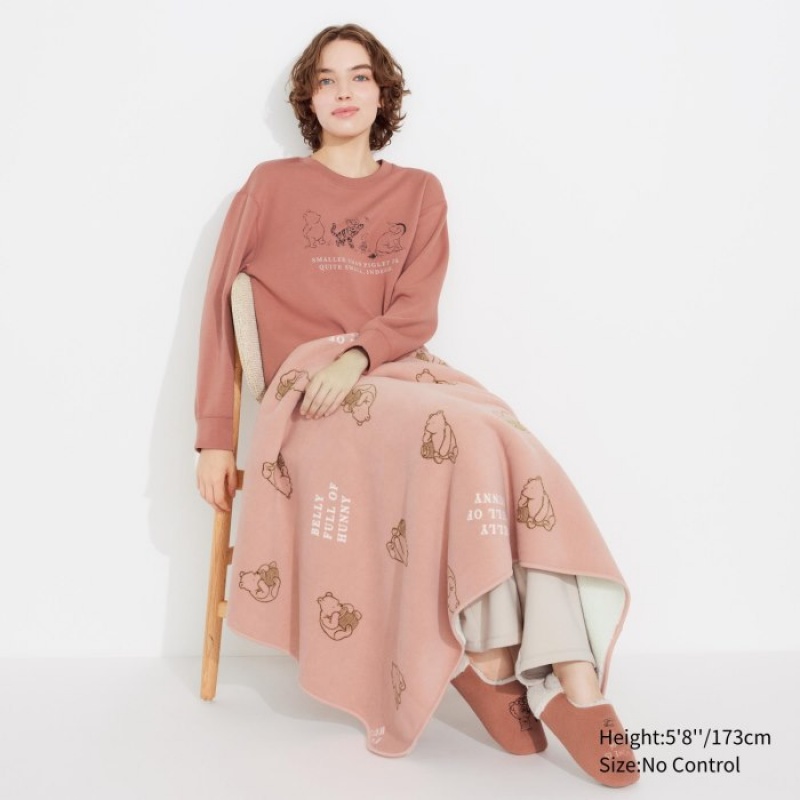 Couverture Uniqlo Winnie the Pooh Collection Fleece Reversible Femme Rose | 9776732