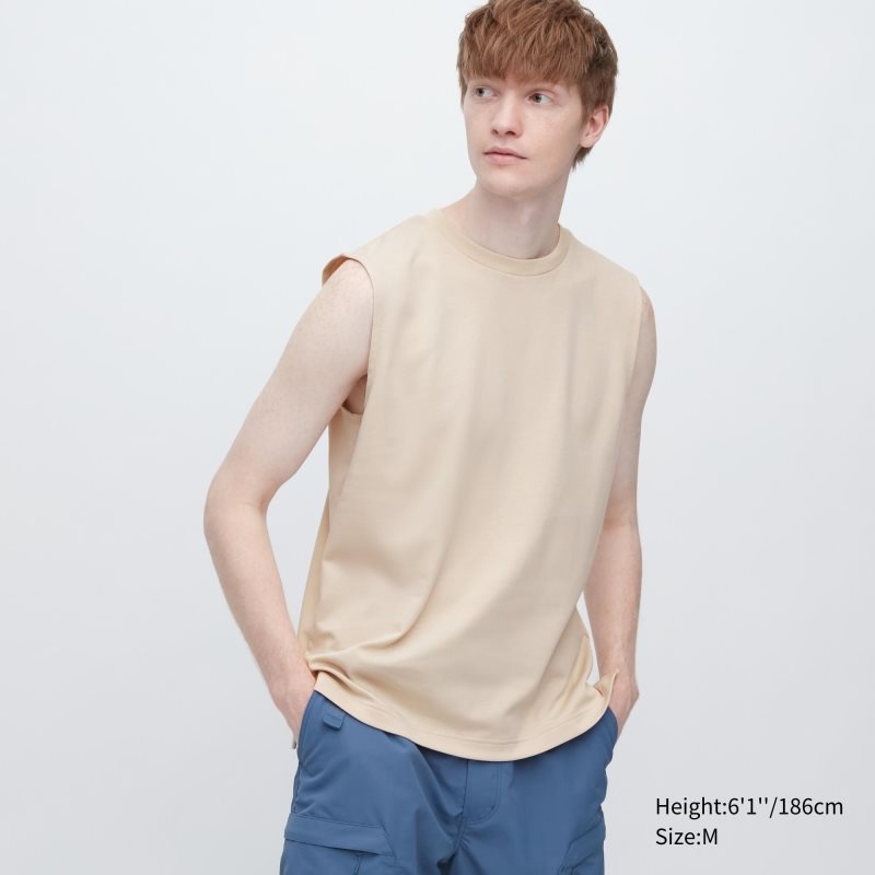 Debardeur Uniqlo Airism Cotton Sleeveless Homme Beige | 1825362