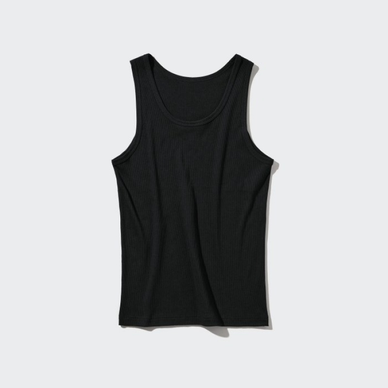 Debardeur Uniqlo Dry Color Ribbed Femme Noir | 9103672