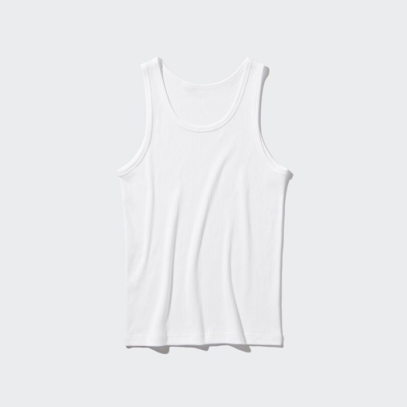 Debardeur Uniqlo Dry Color Ribbed Femme Blanche | 9459173