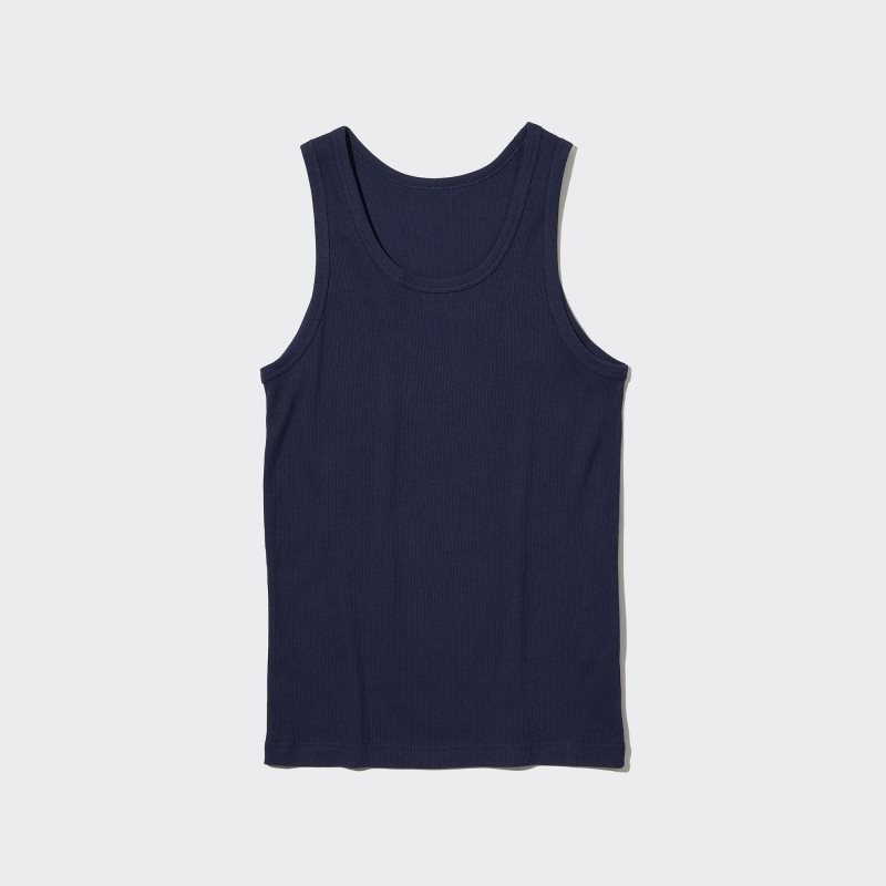 Debardeur Uniqlo Dry Color Ribbed Homme Bleu Marine | 7519292