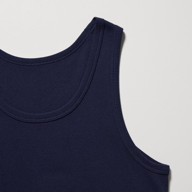 Debardeur Uniqlo Dry Color Ribbed Homme Bleu Marine | 7519292