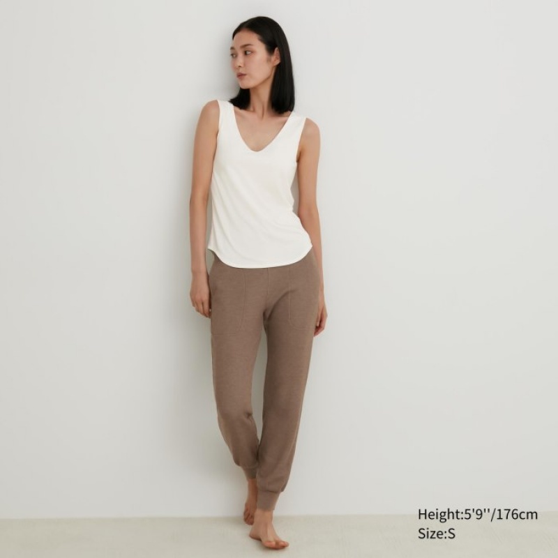 Debardeur Uniqlo HEATTECH Sleeveless Silk Blend Femme Blanche | 6256124